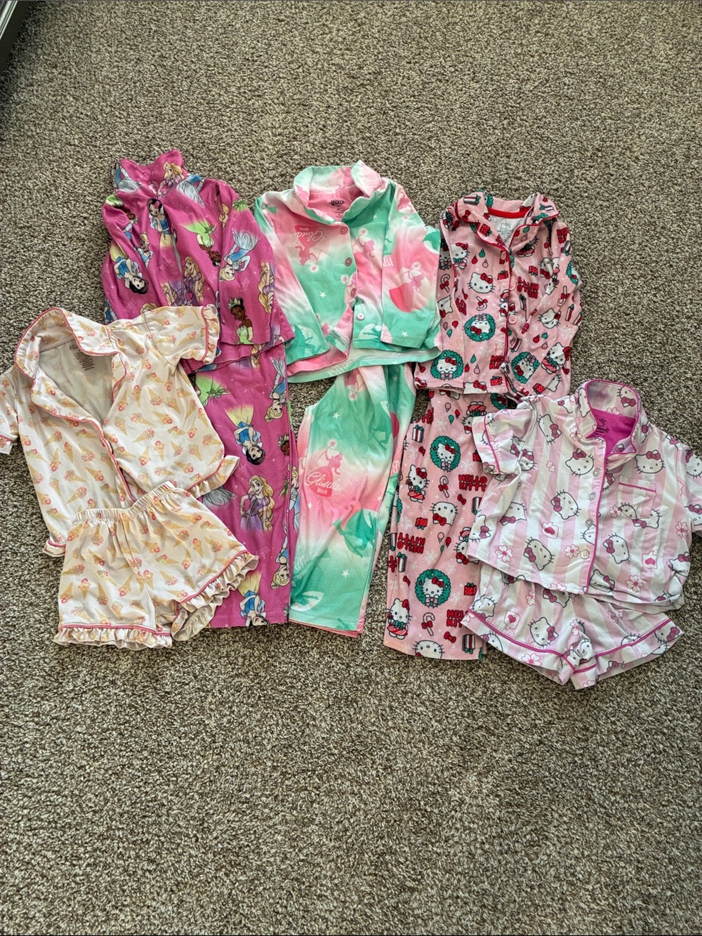 , Mint & Cream Mixed Character Pajama Set Bundle
